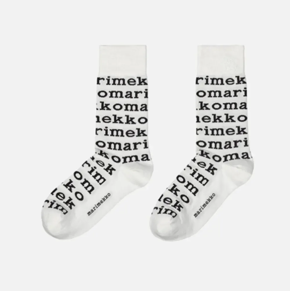 marimekko Kasvaa Logo Socks Black White 37-39 US 6.5-8.5 NWT